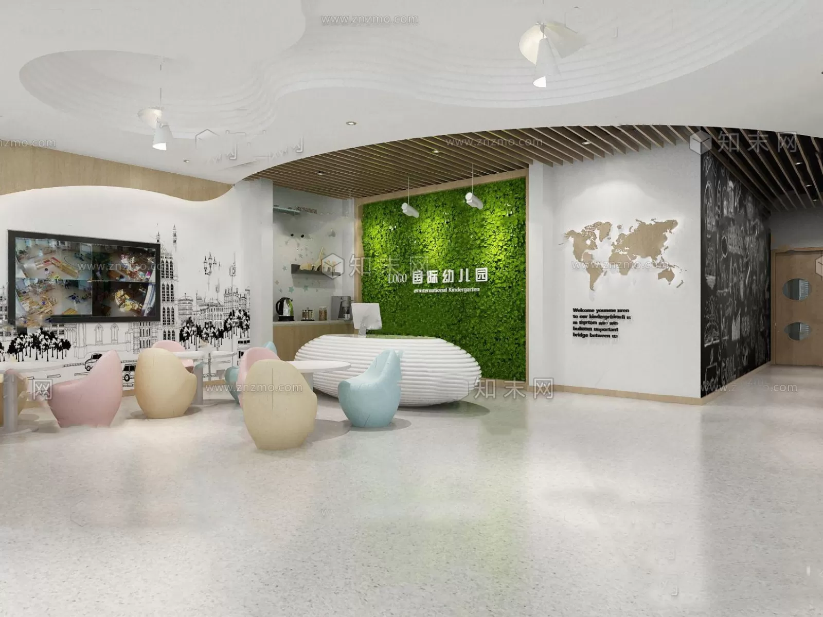 3D SCHOOL INTERIOR (VRAY) – KINDERGARTEN 3D SCENES – 044