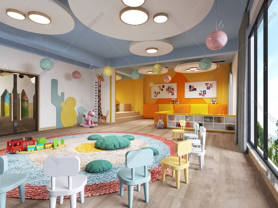 3D SCHOOL INTERIOR (VRAY) – KINDERGARTEN 3D SCENES – 069