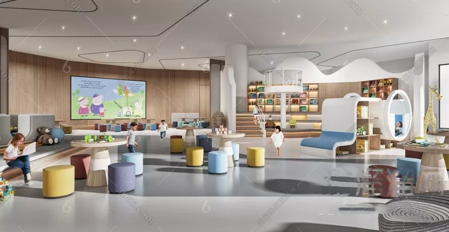 3D SCHOOL INTERIOR (VRAY) – KINDERGARTEN 3D SCENES – 073