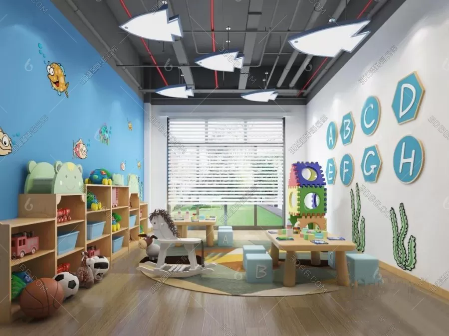 3D SCHOOL INTERIOR (VRAY) – KINDERGARTEN 3D SCENES – 074