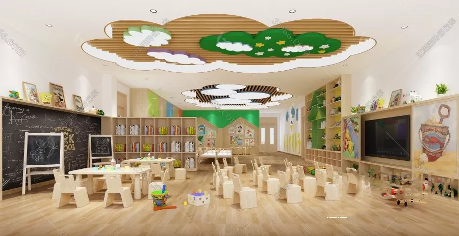 3D SCHOOL INTERIOR (VRAY) – KINDERGARTEN 3D SCENES – 076