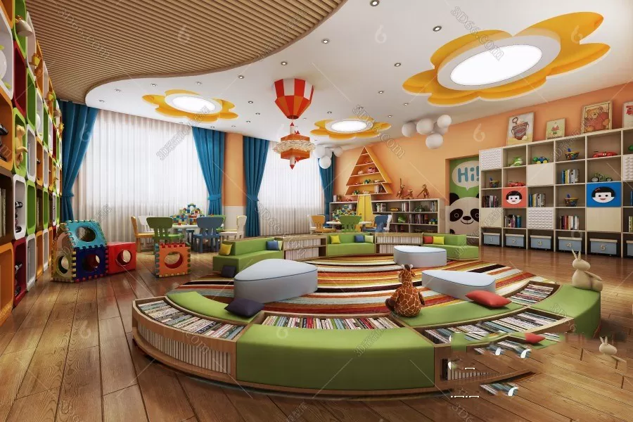 3D SCHOOL INTERIOR (VRAY) – KINDERGARTEN 3D SCENES – 083