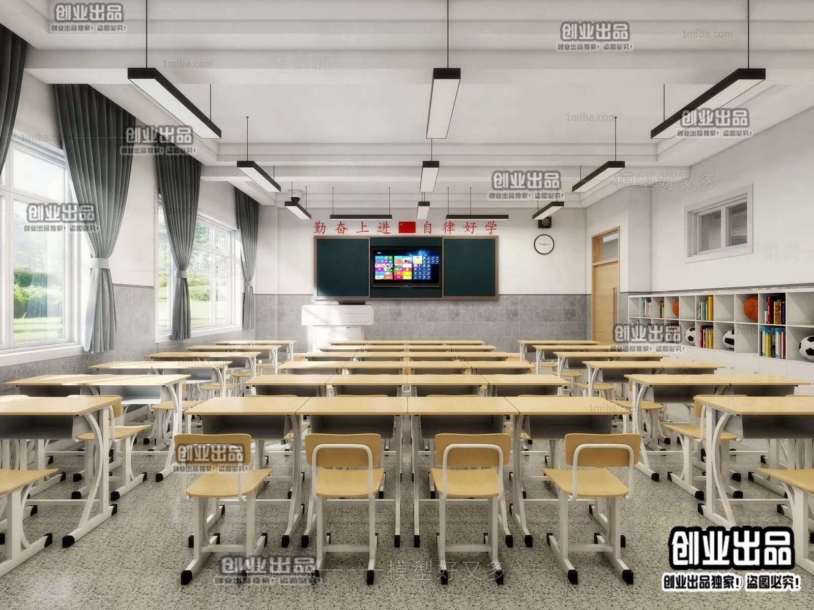 3D SCHOOL INTERIOR (VRAY) – CLASSROOM 3D SCENES – 003