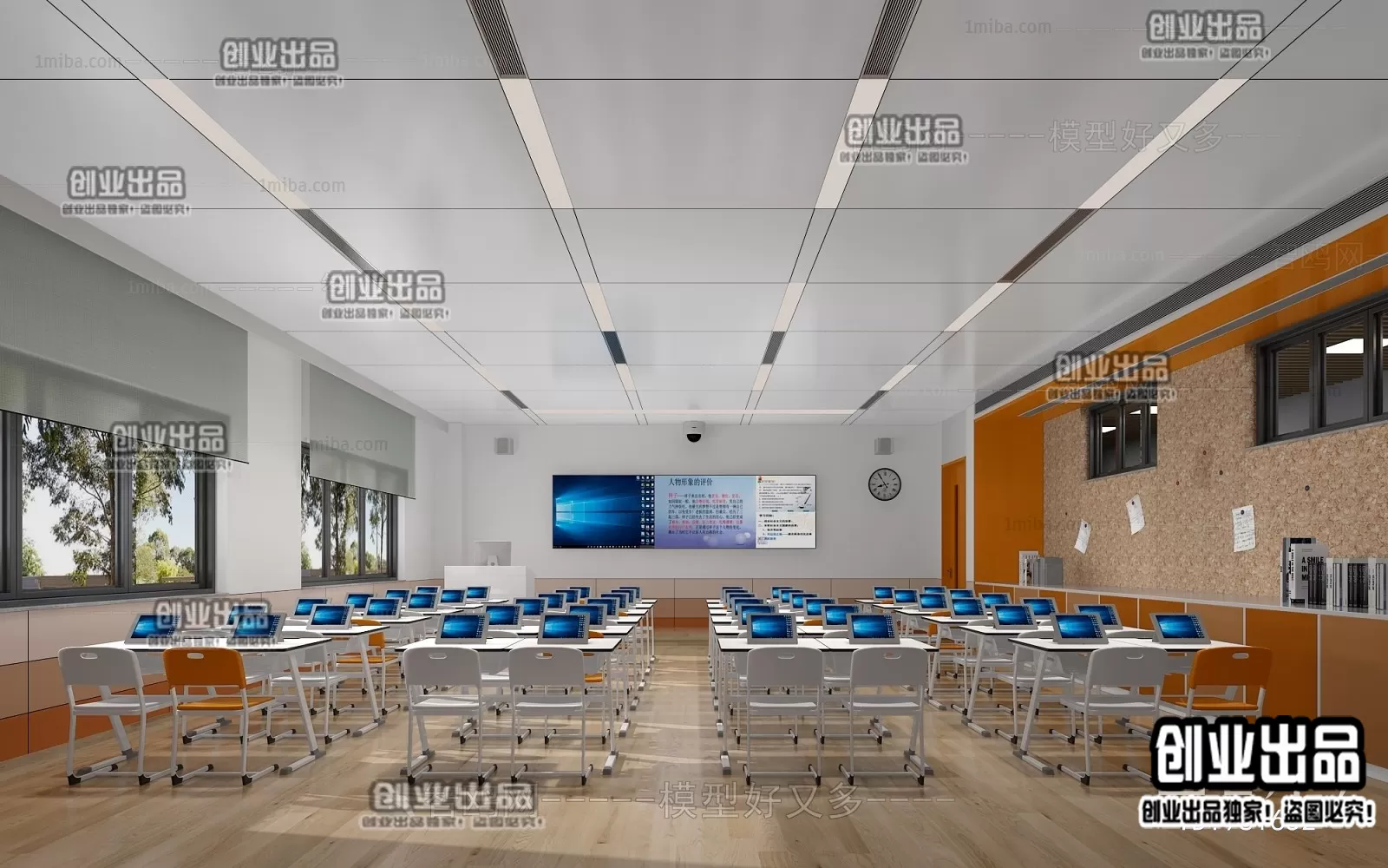 3D SCHOOL INTERIOR (VRAY) – CLASSROOM 3D SCENES – 004