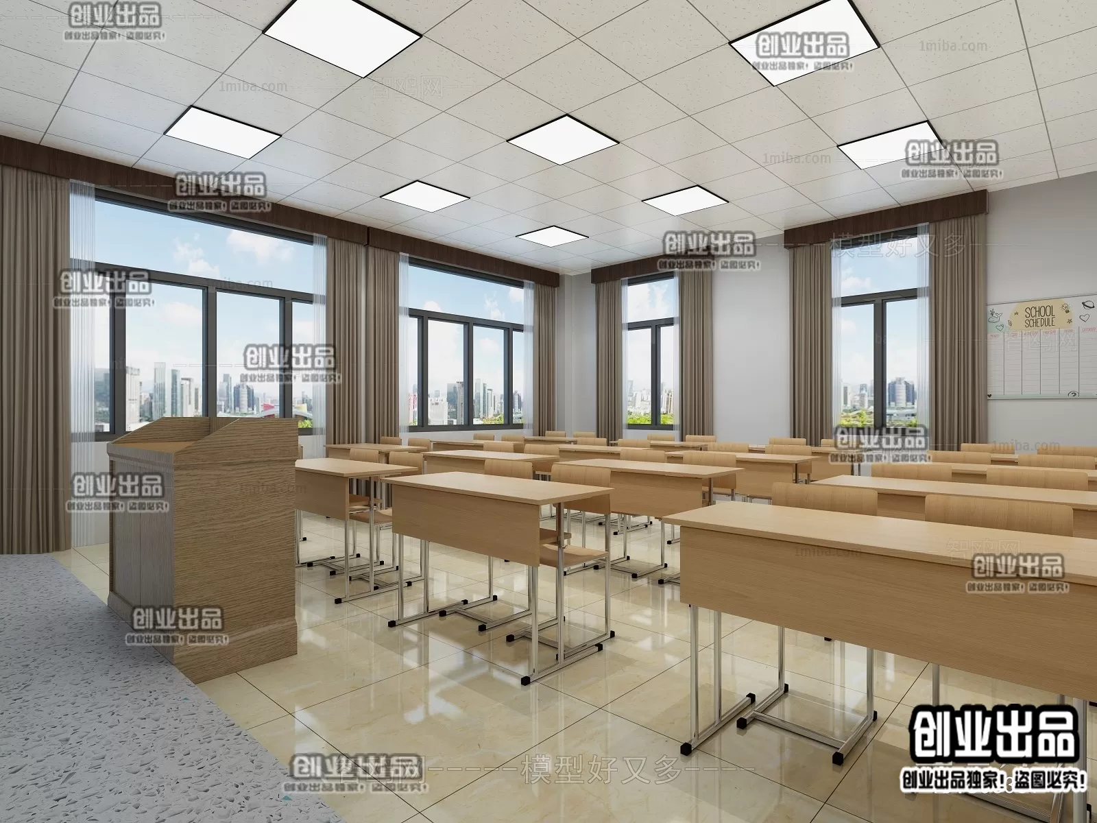 3D SCHOOL INTERIOR (VRAY) – CLASSROOM 3D SCENES – 010