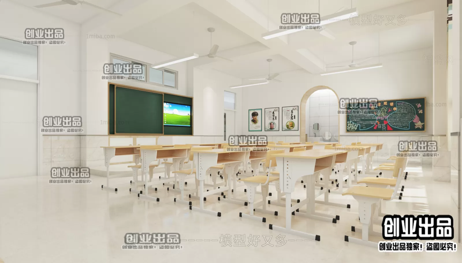 3D SCHOOL INTERIOR (VRAY) – CLASSROOM 3D SCENES – 020