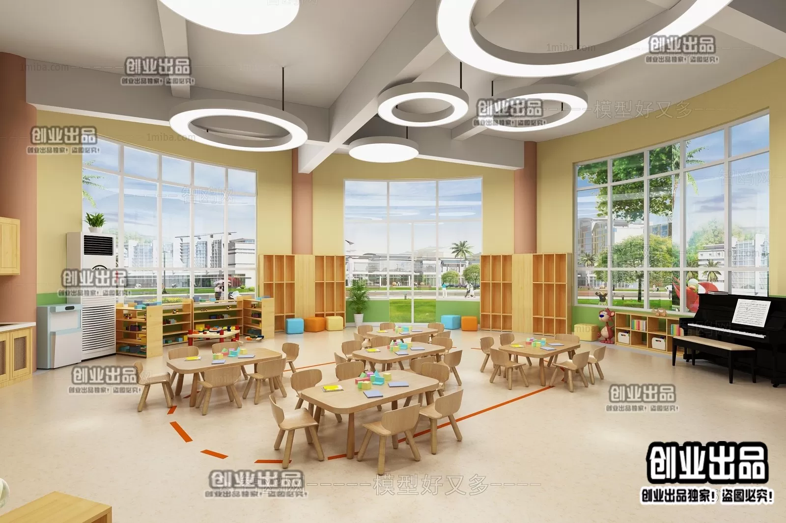 3D SCHOOL INTERIOR (VRAY) – CLASSROOM 3D SCENES – 022