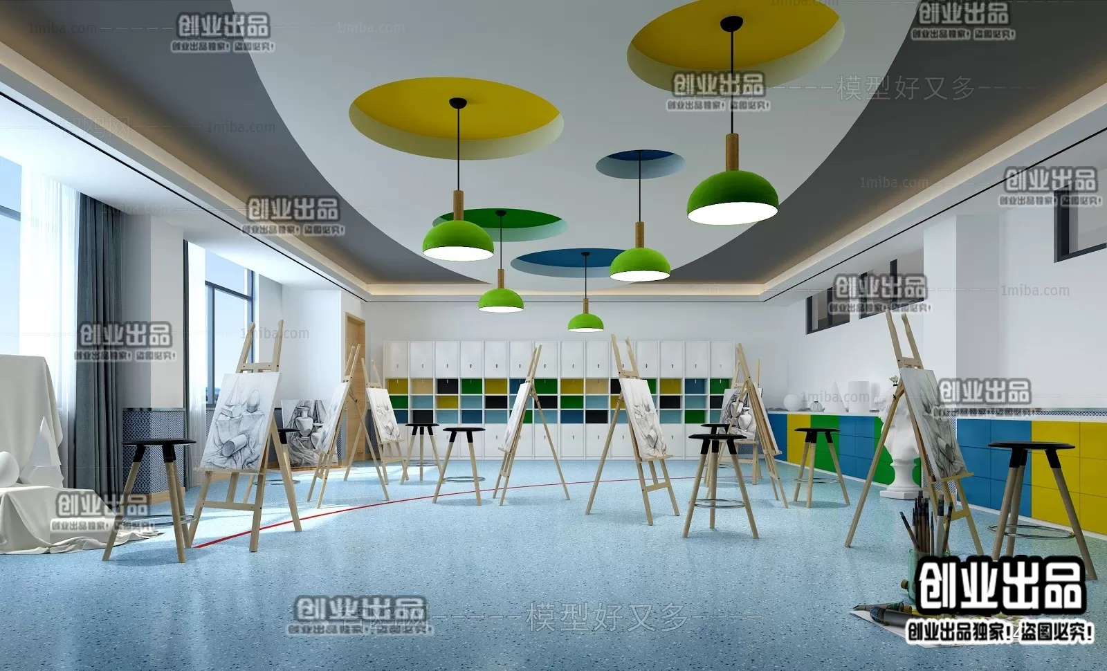 3D SCHOOL INTERIOR (VRAY) – CLASSROOM 3D SCENES – 023