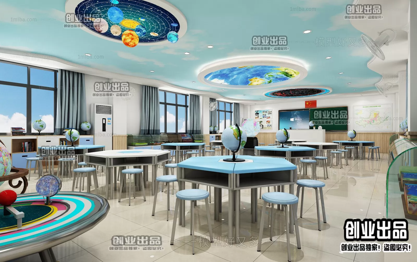 3D SCHOOL INTERIOR (VRAY) – CLASSROOM 3D SCENES – 024