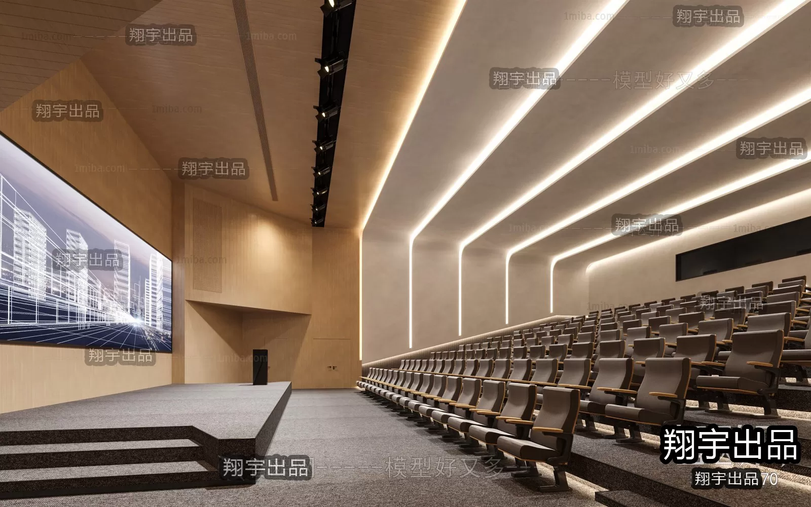 3D SCHOOL INTERIOR (VRAY) – LECTURE HALL 3D SCENES – 001