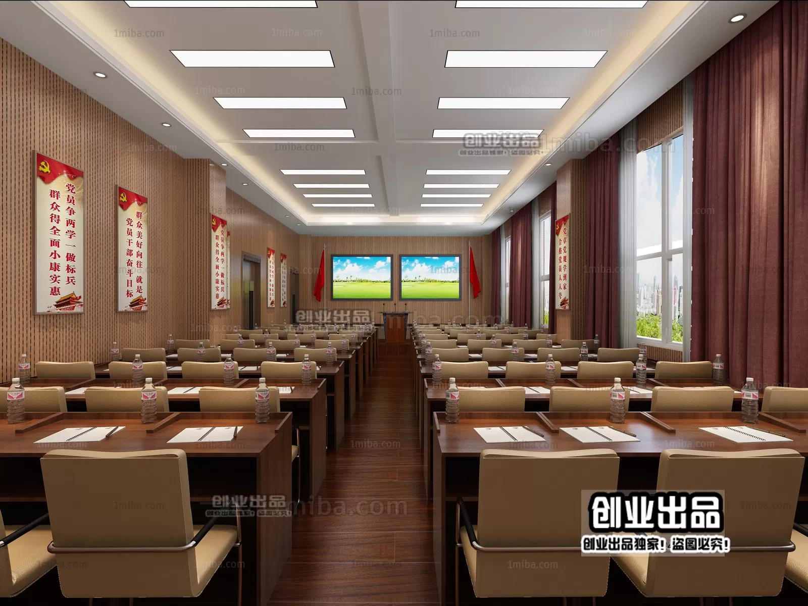 3D SCHOOL INTERIOR (VRAY) – LECTURE HALL 3D SCENES – 028