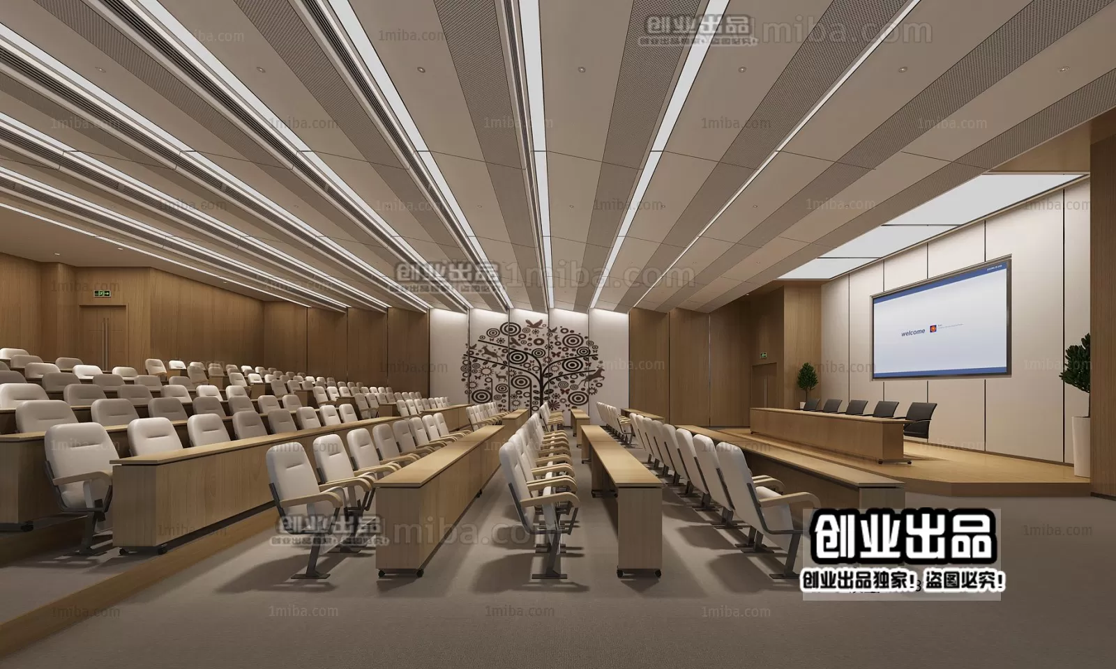 3D SCHOOL INTERIOR (VRAY) – LECTURE HALL 3D SCENES – 038