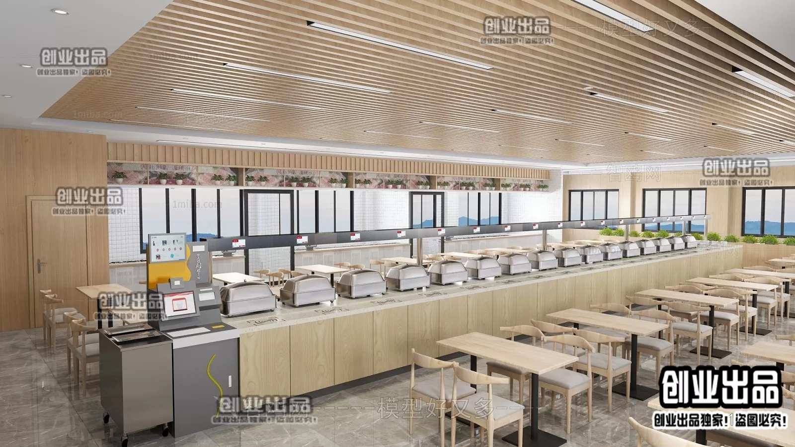3D SCHOOL INTERIOR (VRAY) – CANTEEN 3D SCENES – 001