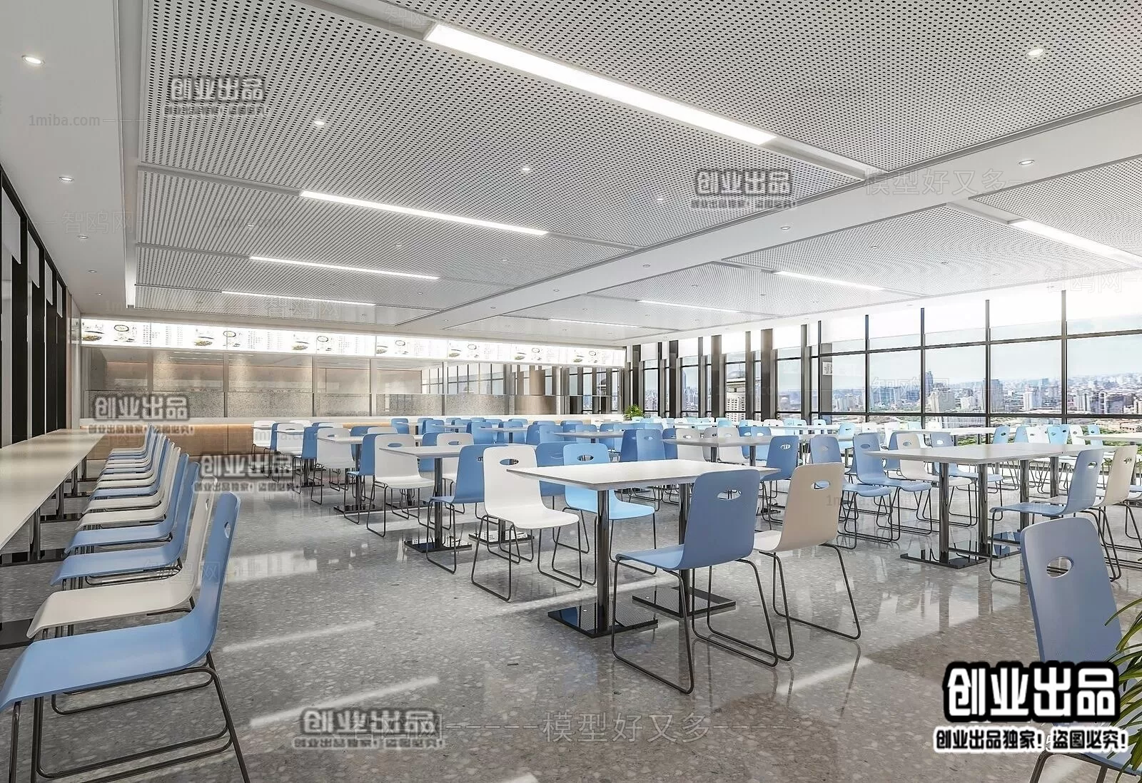 3D SCHOOL INTERIOR (VRAY) – CANTEEN 3D SCENES – 002