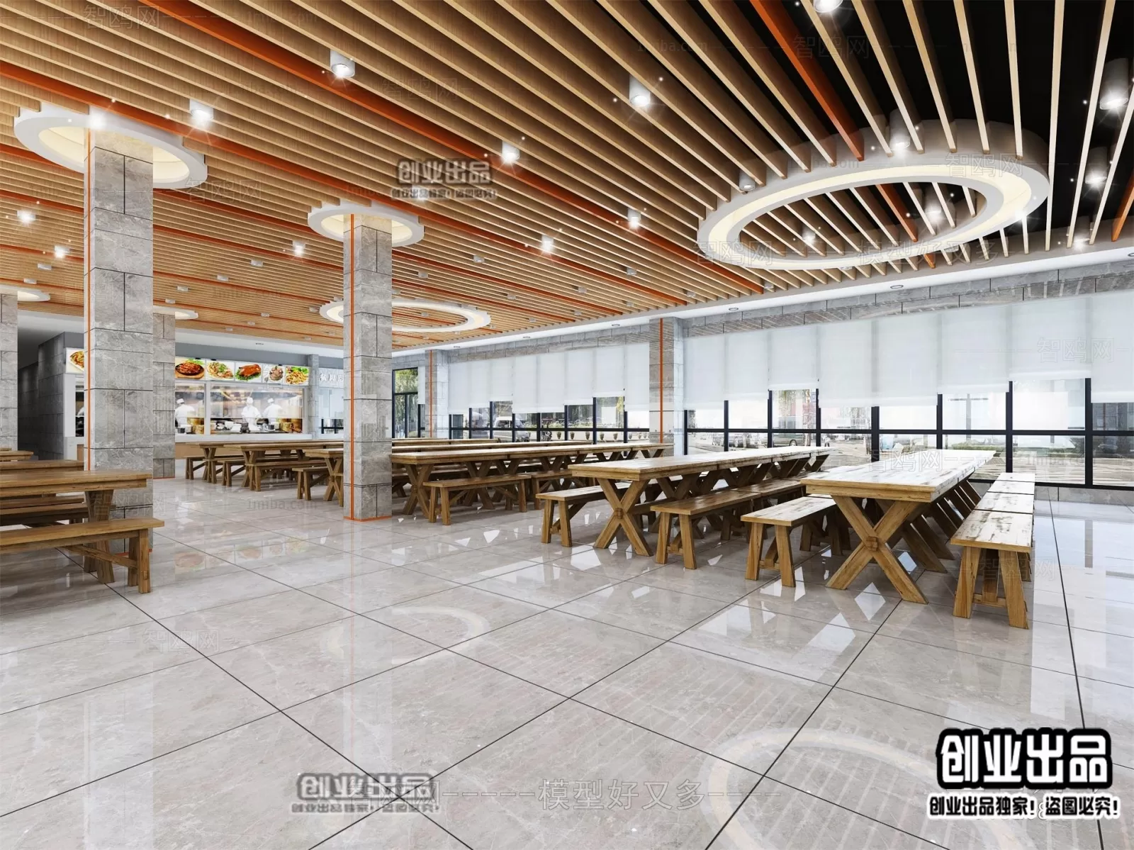 3D SCHOOL INTERIOR (VRAY) – CANTEEN 3D SCENES – 004