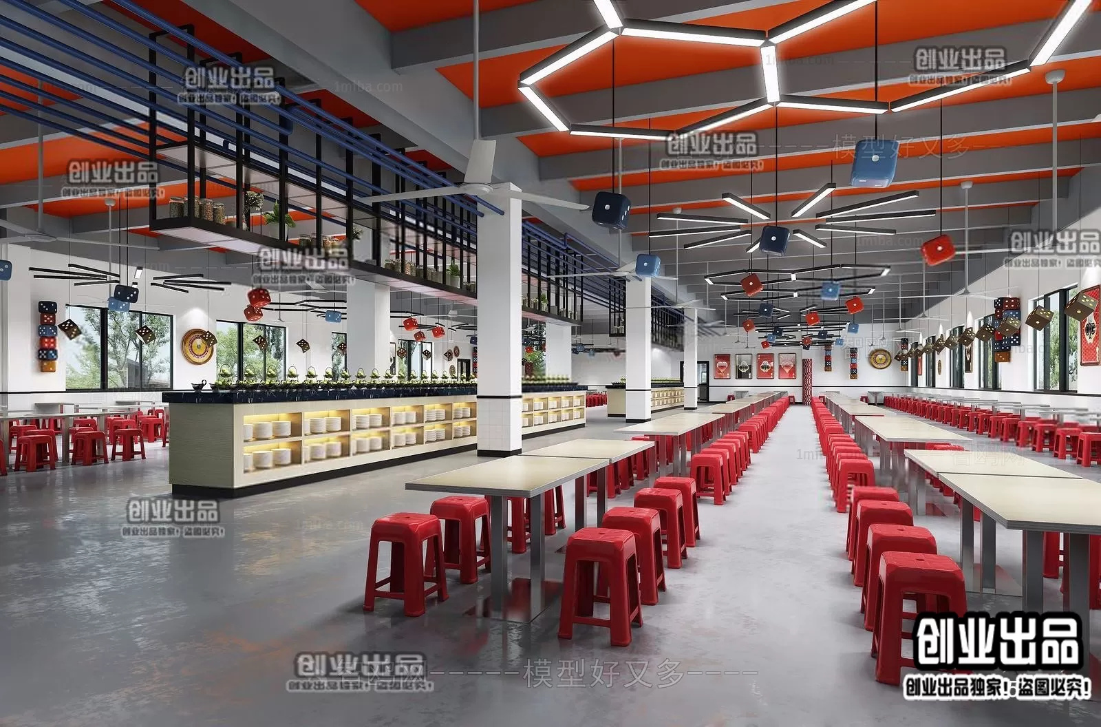 3D SCHOOL INTERIOR (VRAY) – CANTEEN 3D SCENES – 006