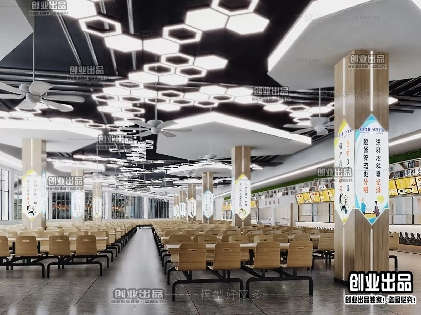 3D SCHOOL INTERIOR (VRAY) – CANTEEN 3D SCENES – 007