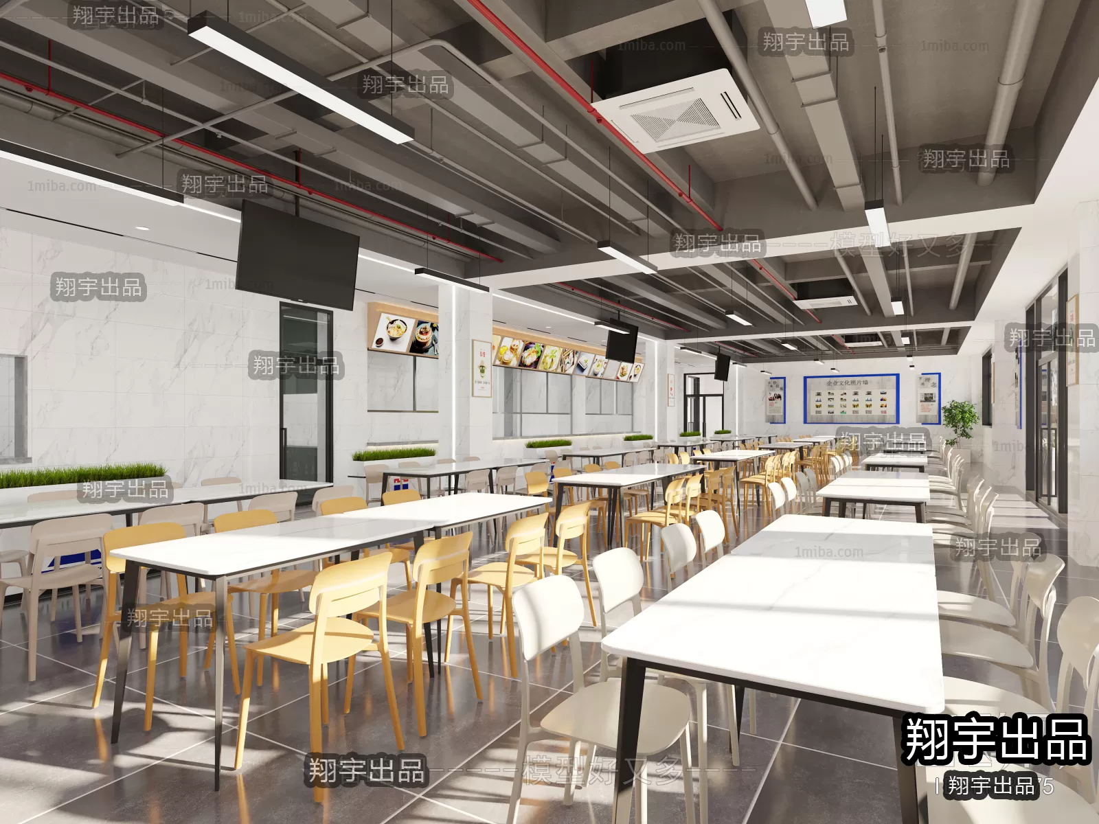 3D SCHOOL INTERIOR (VRAY) – CANTEEN 3D SCENES – 008