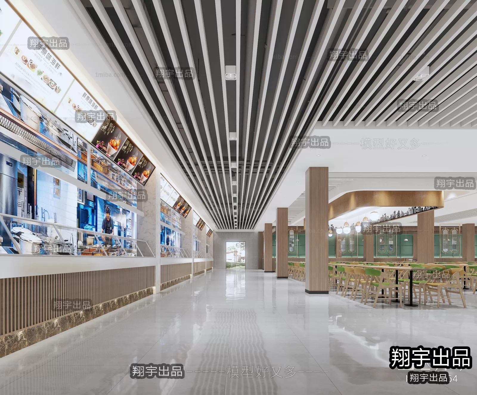 3D SCHOOL INTERIOR (VRAY) – CANTEEN 3D SCENES – 009