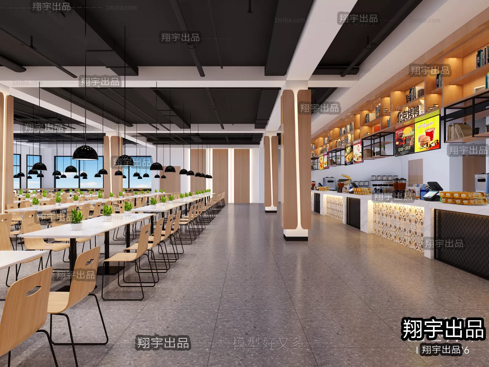 3D SCHOOL INTERIOR (VRAY) – CANTEEN 3D SCENES – 011