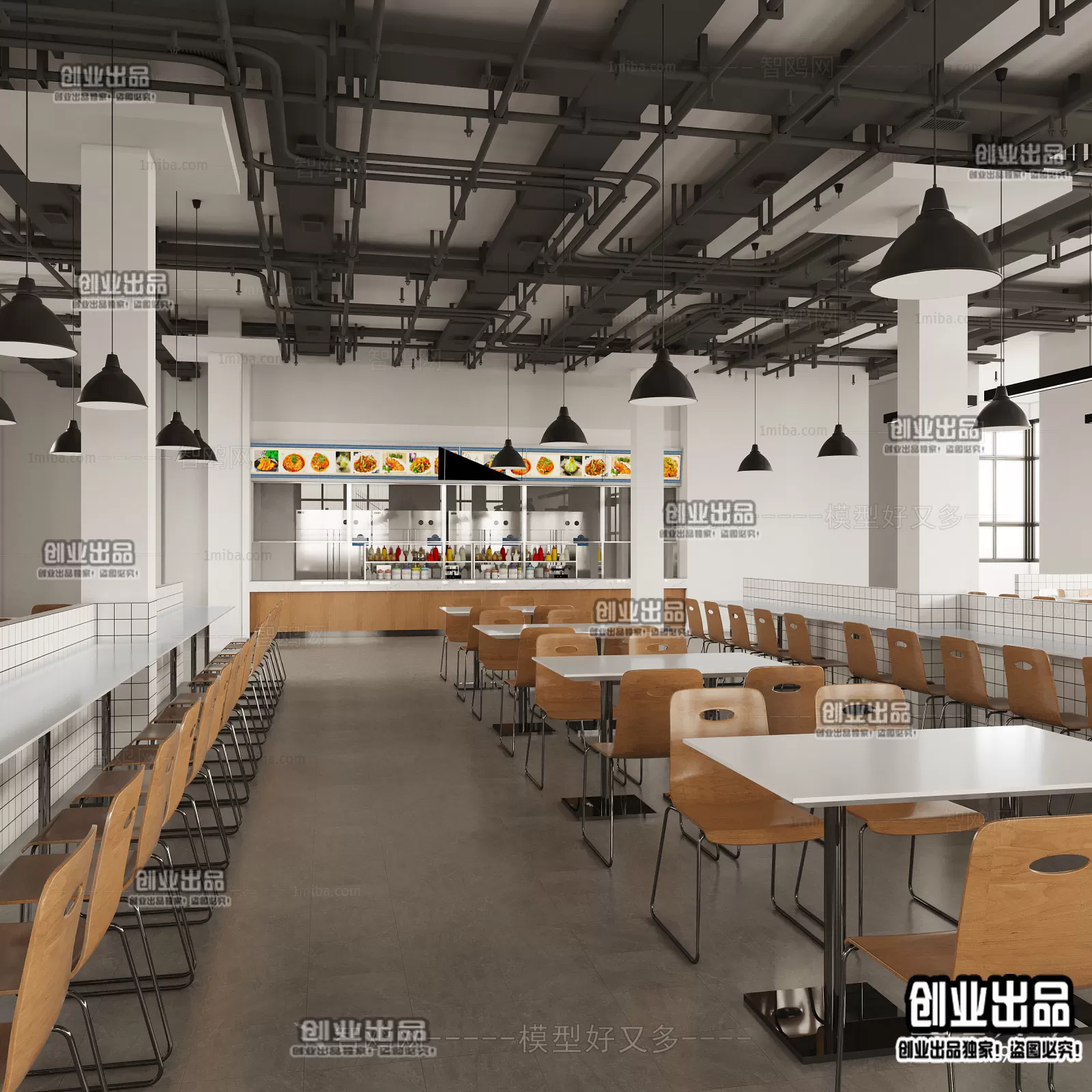 3D SCHOOL INTERIOR (VRAY) – CANTEEN 3D SCENES – 012