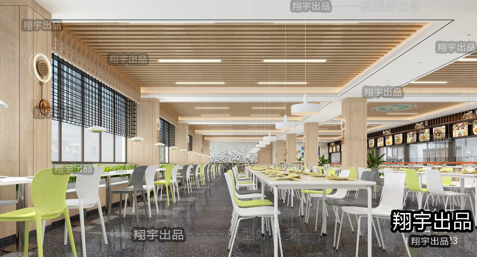 3D SCHOOL INTERIOR (VRAY) – CANTEEN 3D SCENES – 013