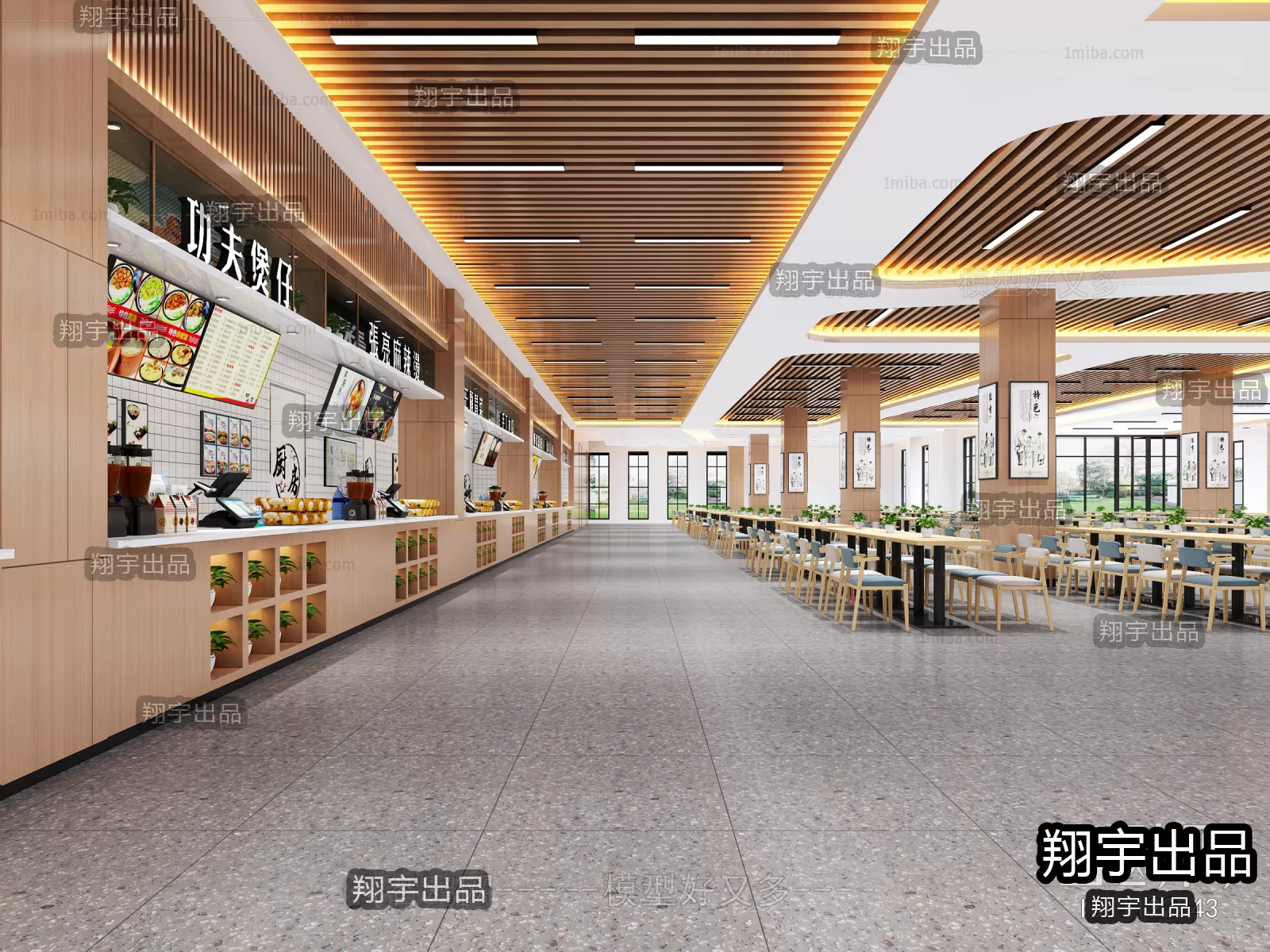 3D SCHOOL INTERIOR (VRAY) – CANTEEN 3D SCENES – 014