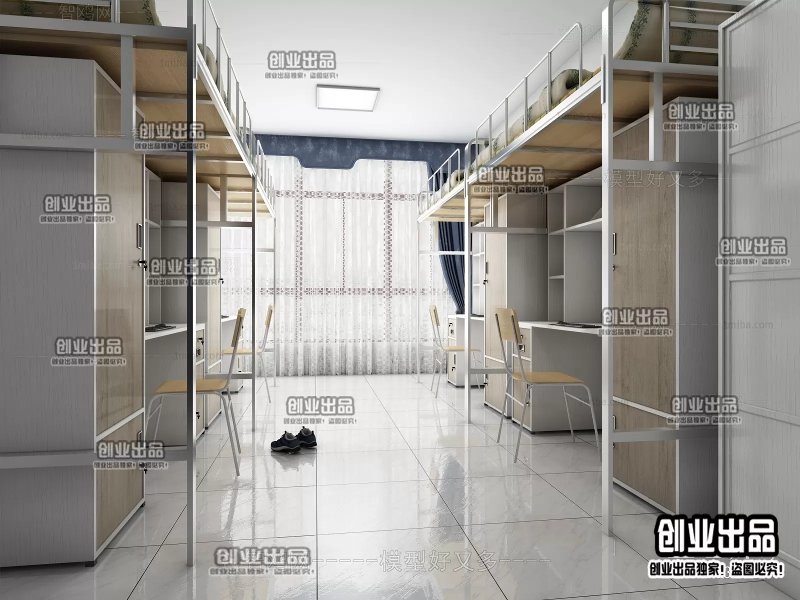 3D SCHOOL INTERIOR (VRAY) – DOMITORY 3D SCENES – 001