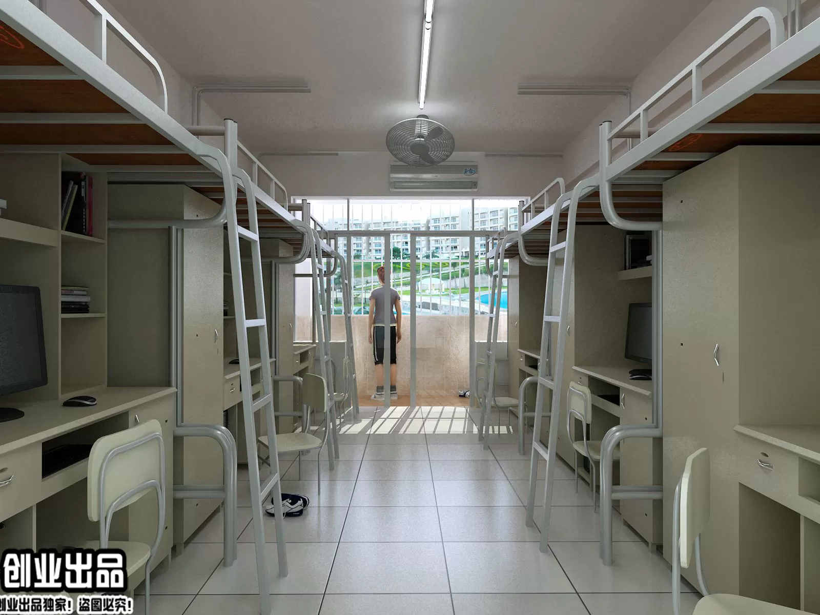 3D SCHOOL INTERIOR (VRAY) – DOMITORY 3D SCENES – 017