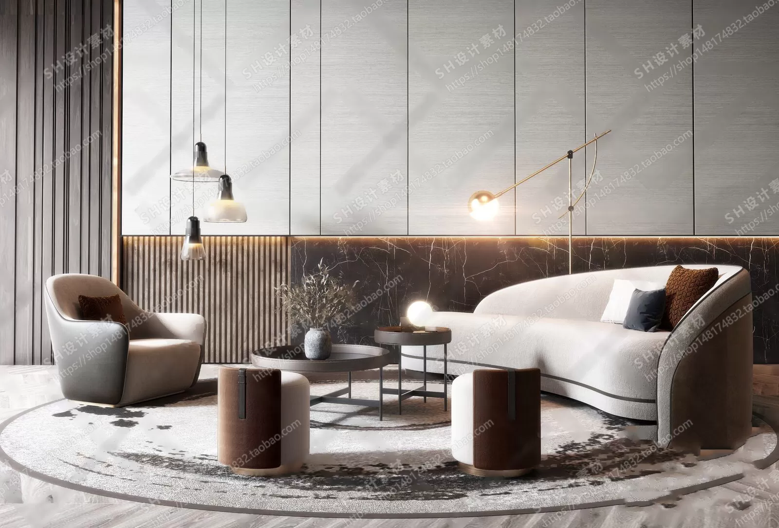 Curved Sofa 3D Models – 0003