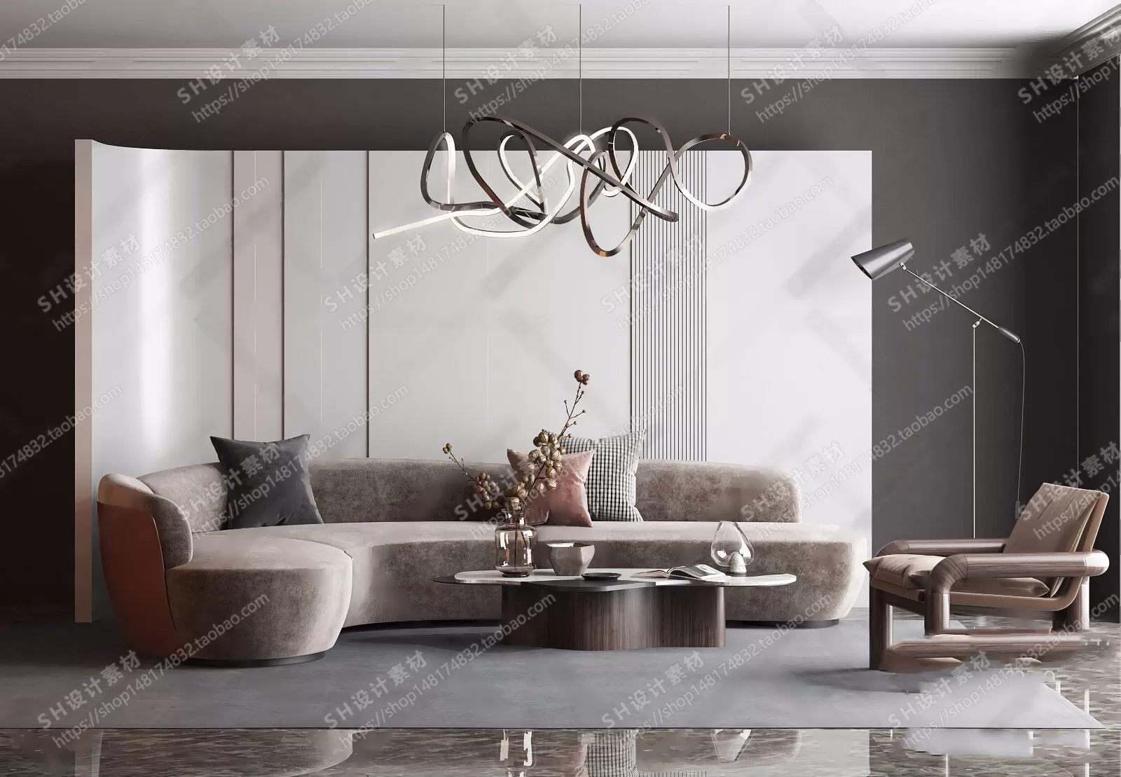 Curved Sofa 3D Models – 0013