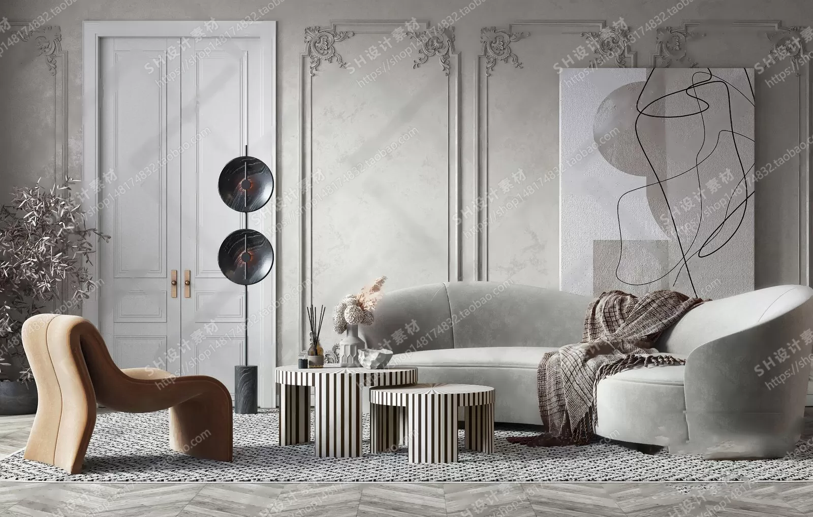 Curved Sofa 3D Models – 0017