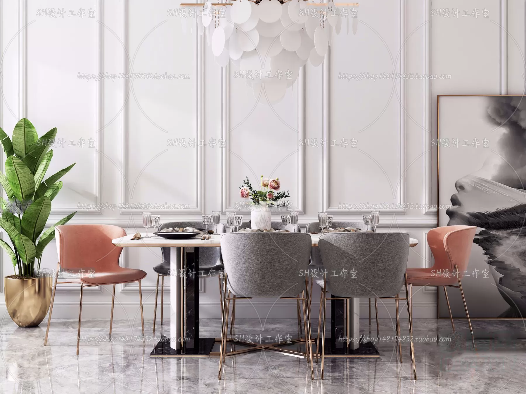 Table And Chairs – 3D Models – 0914