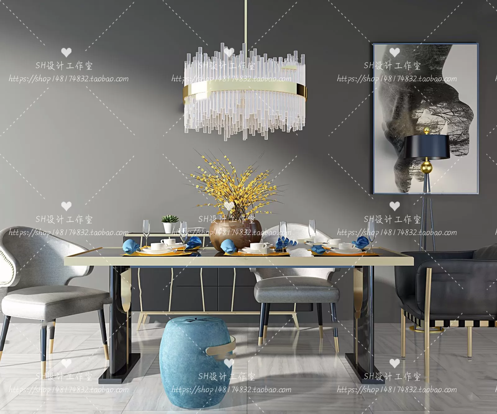 Table And Chairs – 3D Models – 0999