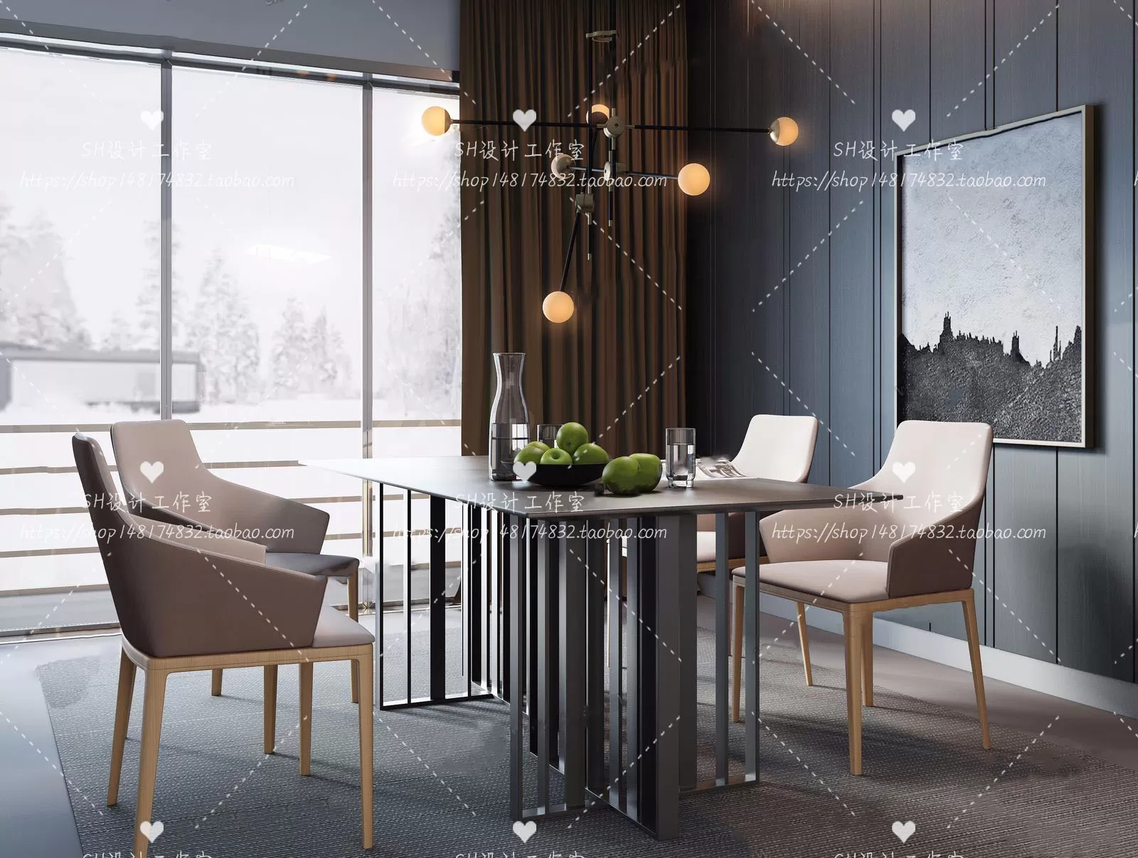 Table And Chairs – 3D Models – 1003