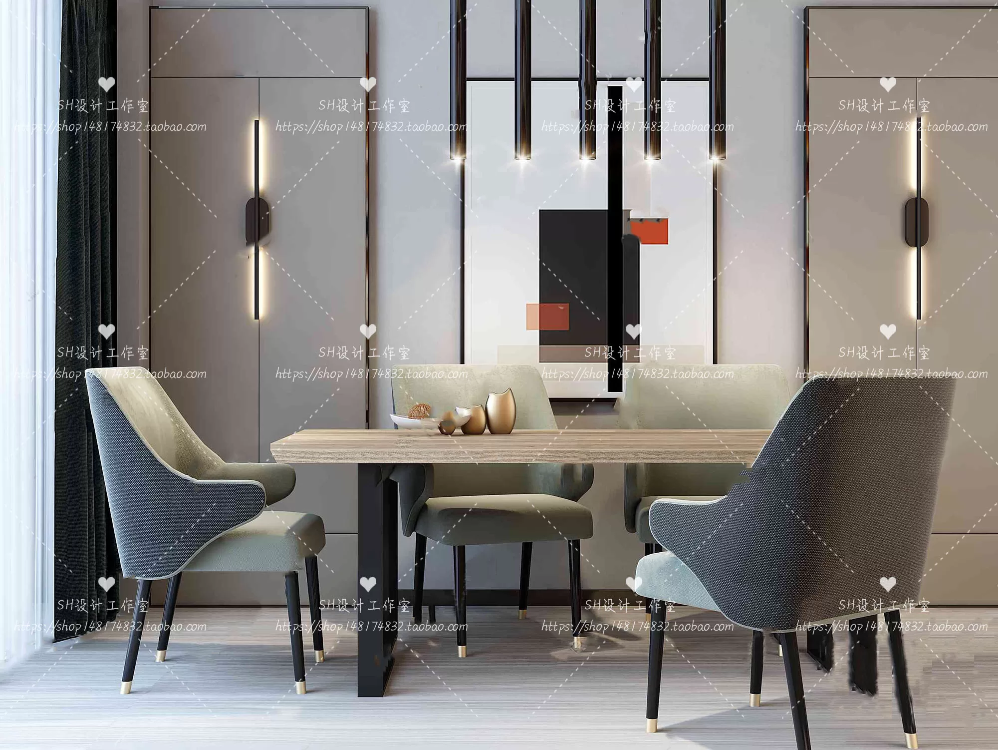 Table And Chairs – 3D Models – 1004