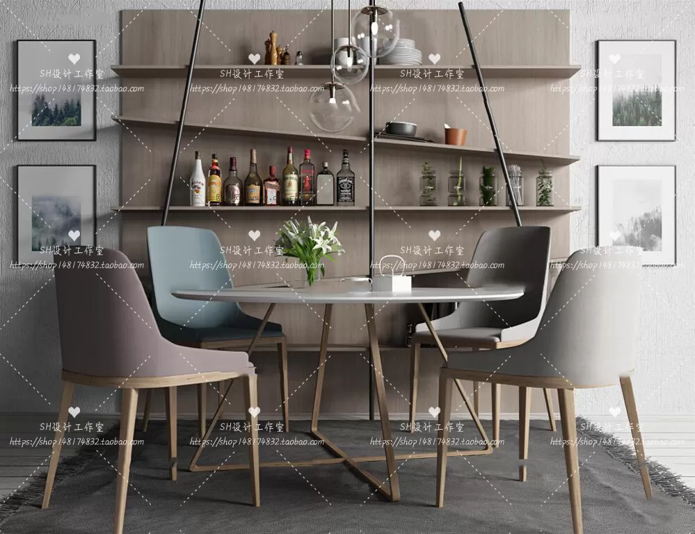 Table And Chairs – 3D Models – 1060