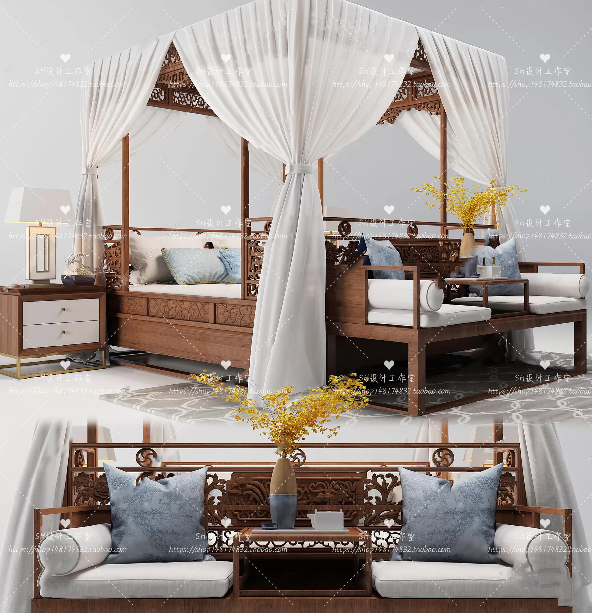 Bed – 3D Models – 1835