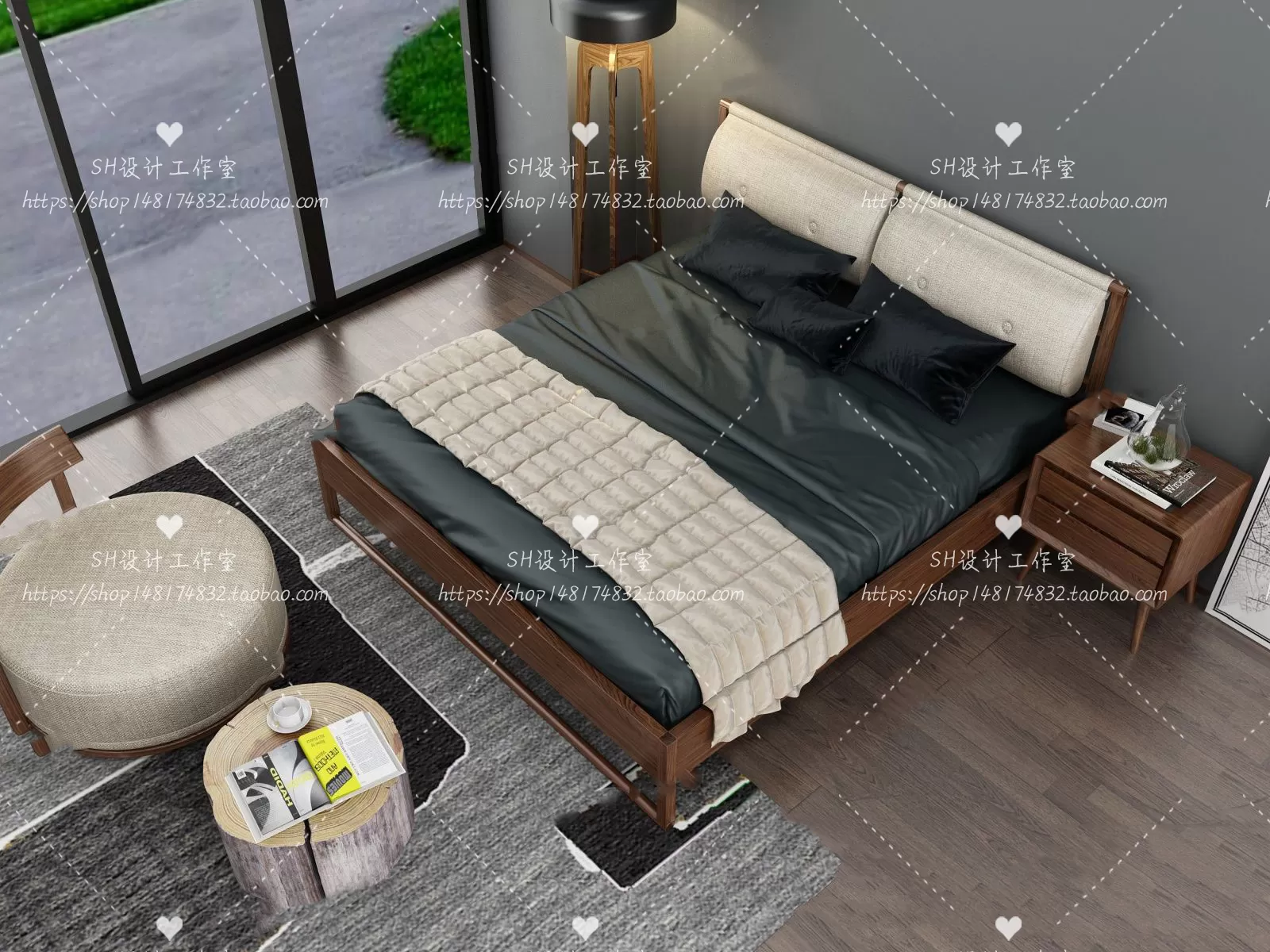 Bed – 3D Models – 1864