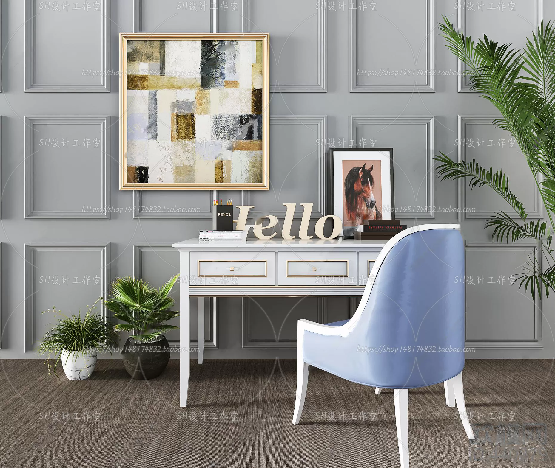 Study Desk – 3D Models – 2264 Study Desk – 3D Models – 2264