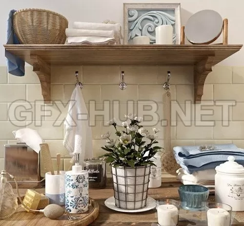 Bathroom decor set with flowers and candles – 207339 Bathroom decor set with flowers and candles – 207339