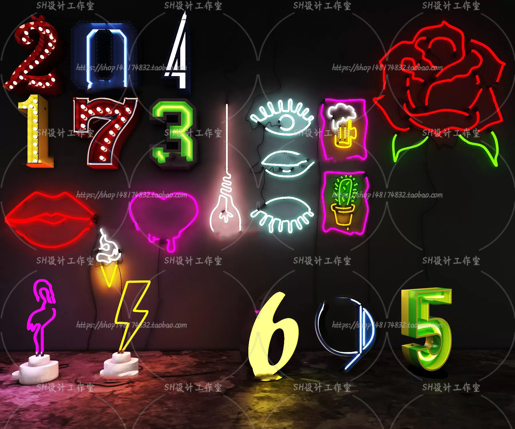 Neon Tube Light – 3D Models – 0011 Neon Tube Light – 3D Models – 0011