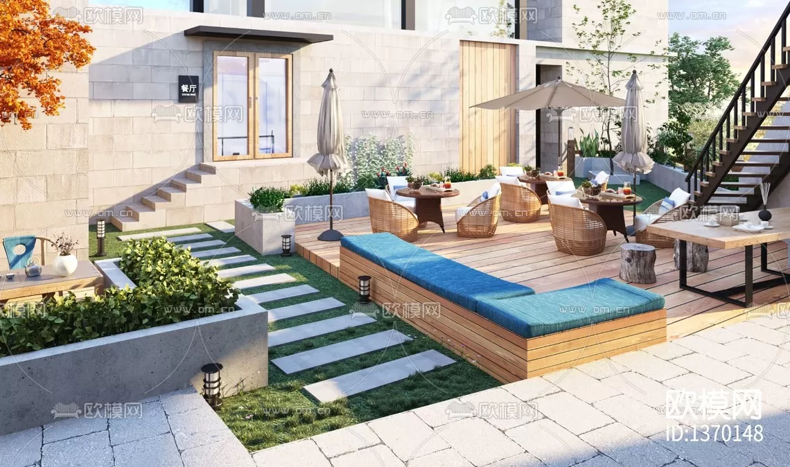 Corona Render 3D Scenes – Balcony Garden – 0001