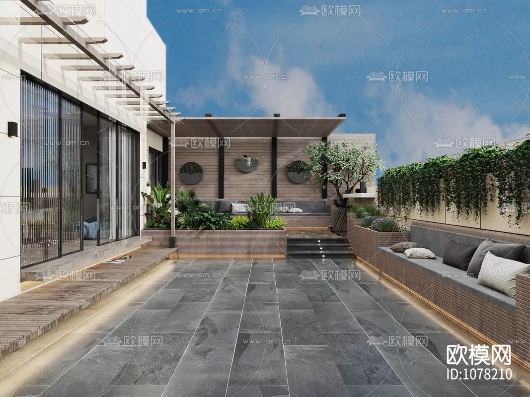 Corona Render 3D Scenes – Balcony Garden – 0009