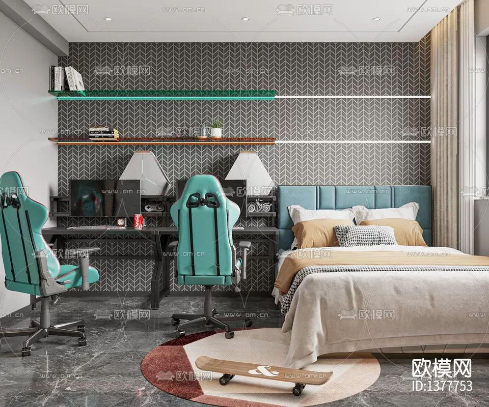 Corona Render 3D Scenes – Bedroom – 0010