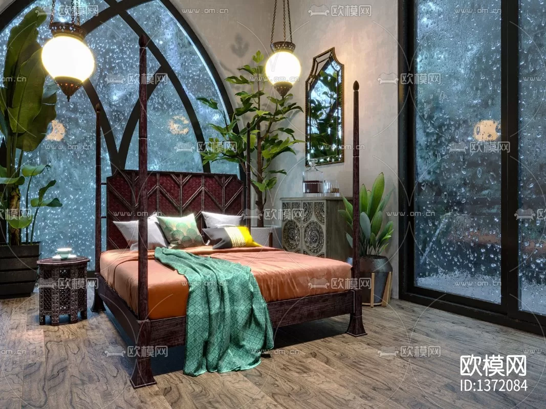 Corona Render 3D Scenes – Bedroom – 0026