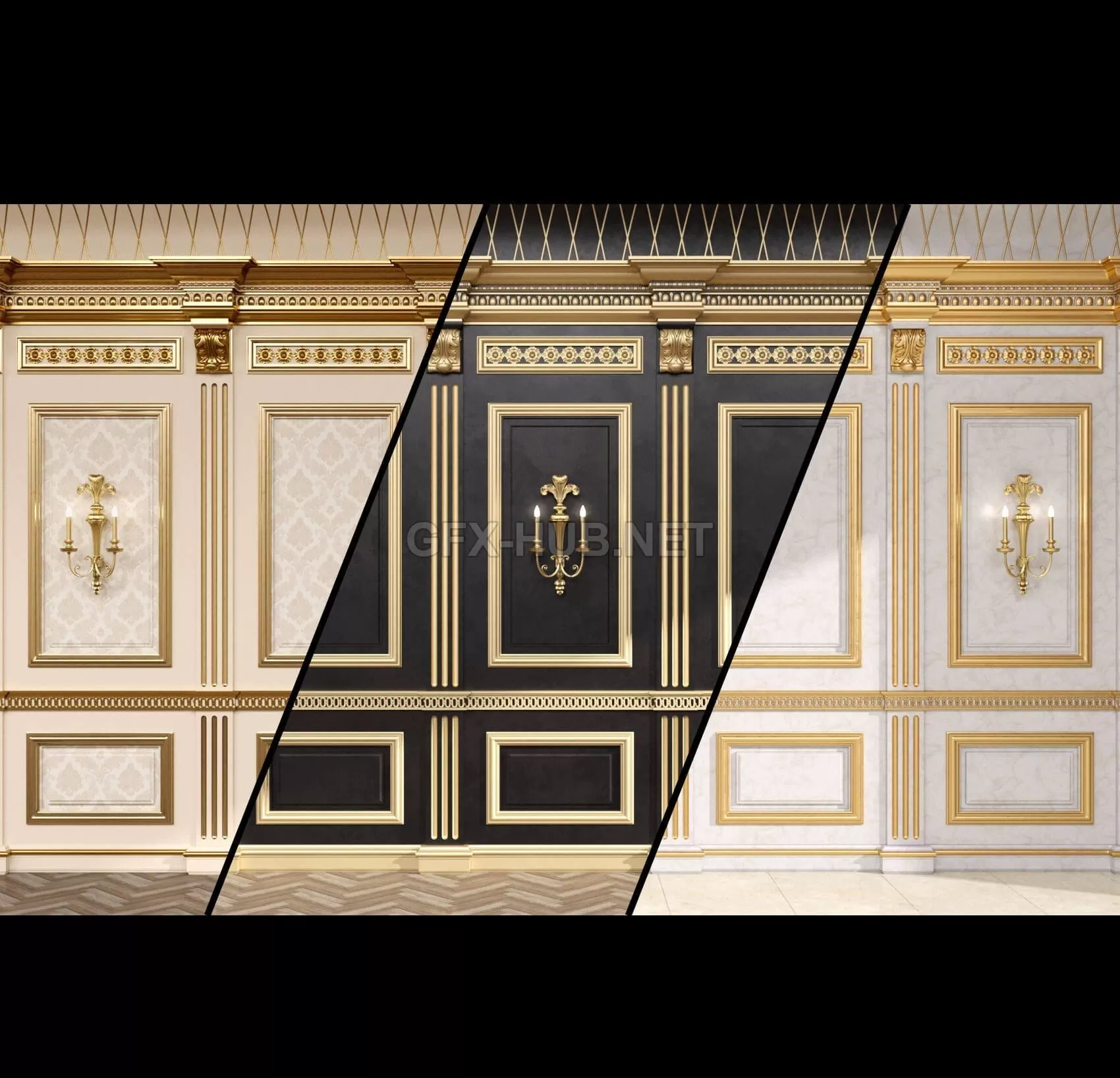 Boiserie classic panels and Decorative Crafts Wood Sconce – 208561