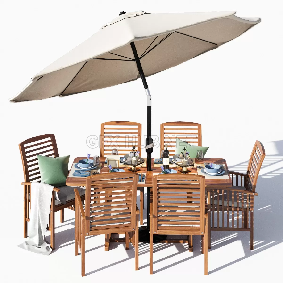 Brown Acacia 7- Piece Dining Set (Corona 2013) – 208991