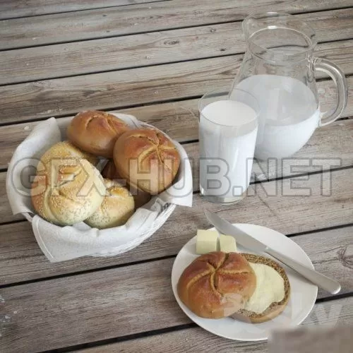 Buns  Milk 3D Model – 209083