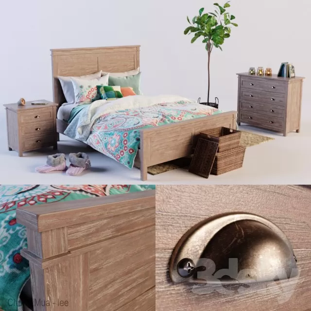 DECOR HELPER – BED – NATURAL WOOD 3D MODELS – 17